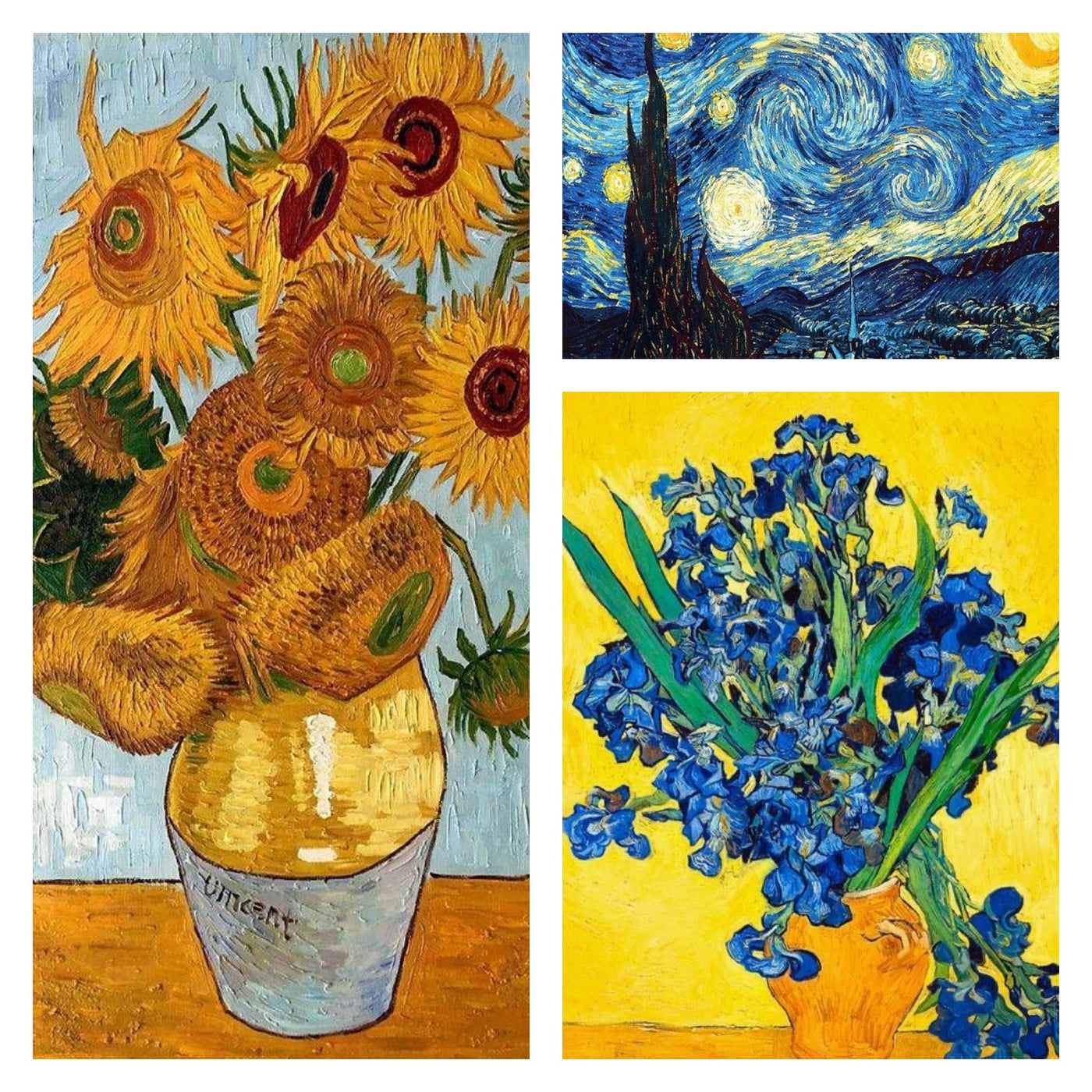 World artist collection [Inspired by Artist Vincent Van Goh]: Painting starry night/ sunflower (20x20cm) in 3D plaster kit